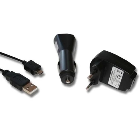 vhbw Lot d'accessoires pour navigation avec connexion Micro-USB - Adaptateurs allume-cigare, secteur, câble USB / charge