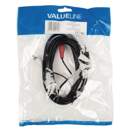 Valueline, Jack Câble de Distribution Audio Stéréo 3,5 mm Mâle - 2x RCA Mâle 5m (Noir)